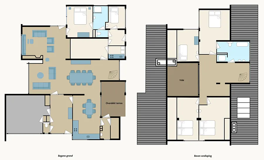 Plattegrond Bosvilla begane grond boven verdieping